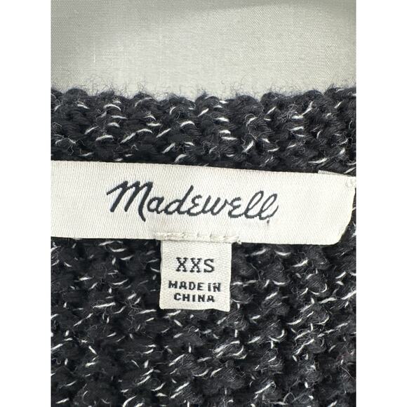 Madewell Cardigan Sweater Womens XXS Black Fringe Pockets Cotton Open Front - Picture 2 of 8